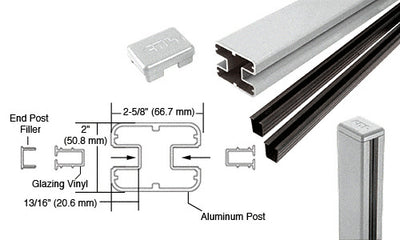 CRL Silver Metallic AWS 2" x 2-5/8" Rectangular 180 Degree 36" Center Post Kit