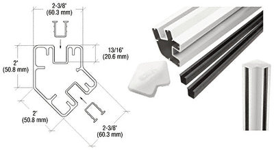 CRL Sky White 60" Long 2" x 2-3/8" Rectangular 135 Degree Post Kit