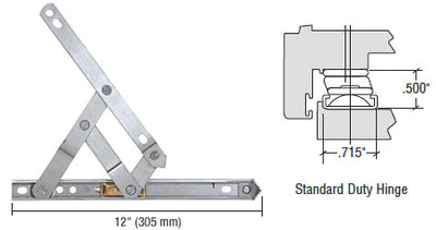 CRL Truth® 12" Standard Duty 4-Bar Stainless Steel Window Hinge