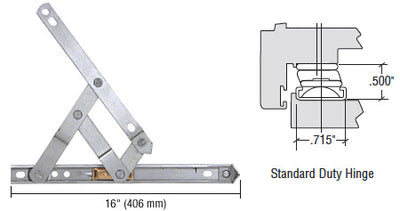 CRL Truth® 16" Standard Duty 4-Bar Stainless Steel Window Hinge