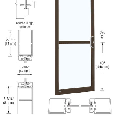 CRL-U.S. Aluminum Bronze Black Anodized 250 Series Narrow Stile (LHR) HLSO Single 3'0 x 7'0 Offset Hung with Geared Hinged Complete Panic Door with Std. Panic and Bottom Rail