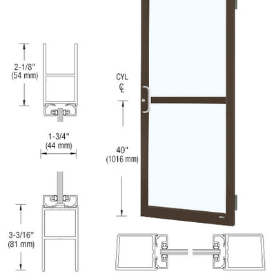 CRL-U.S. Aluminum Bronze Black Anodized 250 Series Narrow Stile (RHR) HRSO Single 3'0 x 7'0 Offset Hung with Butt Hinges for Surf Mount Closer Complete Panic Door with Std. Panic and Bottom Rail
