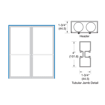 CRL-U.S. Aluminum Bronze Black Anodized 75-1/2" x 85-3/4" 451 Series Up and Over Double Door Frame for Center Hung OHCC