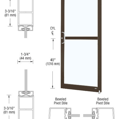 CRL-U.S. Aluminum Bronze Black Anodized Custom Single Series 250 Narrow Stile Offset Pivot Entrance Door for Panic and Overhead Concealed Door Closer
