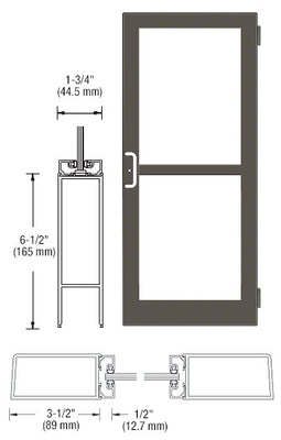 CRL-U.S. Aluminum Bronze Black Anodized Custom Single Series 400 Medium Stile Butt Hinged Entrance Door With Panic for Surface Mount Door Closer