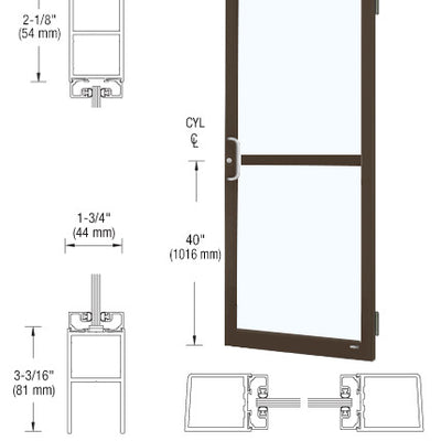 CRL-U.S. Aluminum Bronze Black Anodized Custom Size Single Series 250 Narrow Stile Butt Hinge Entrance Door With Panic for Surface Mount Door Closer