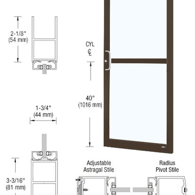 CRL-U.S. Aluminum Class I Bronze Black Anodized 250 Series Narrow Stile Active Leaf of Pair 3'0 x 7'0 Center Hung for OHCC w/Standard Push Bars Complete Panic Door with Std. Panic and Bottom Rail