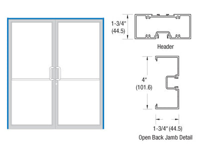 CRL-U.S. Aluminum Class I Bronze Black Anodized 75-1/2" x 85-3/4" 400 Series Single Acting Up and Over Double Door Frame