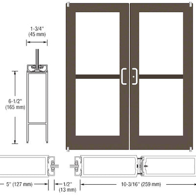 CRL-U.S. Aluminum Class I Bronze Black Anodized Custom Pair Series 550 Wide Stile Offset Pivot Entrance Doors For Panics and Surface Mount Door Closers