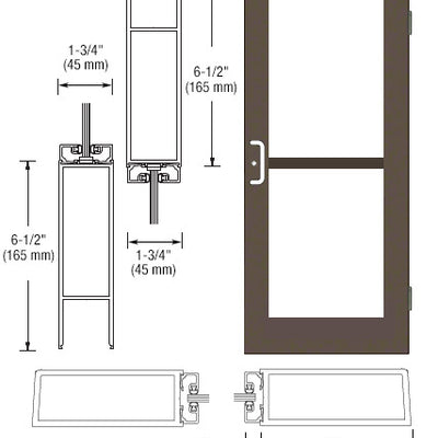 CRL-U.S. Aluminum Class I Bronze Black Anodized Custom Single Series 550 Wide Stile Butt Hinged Entrance Door For Panic and Overhead Concealed Door Closer