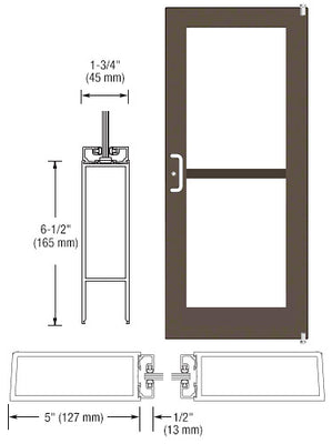 CRL-U.S. Aluminum Class I Bronze Black Anodized Custom Single Series 550 Wide Stile Offset Pivot Entrance Door for Panic and Surface Mount Door Closer