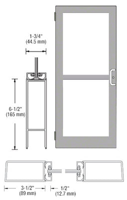 CRL-U.S. Aluminum Clear Anodized 400 Series Medium Stile (LHR) HLSO Single 3'0 x 7'0 Offset Hung with Butt Hinges for Surf Mount Closer Complete Panic Door with Std. Panic and Bottom Rail