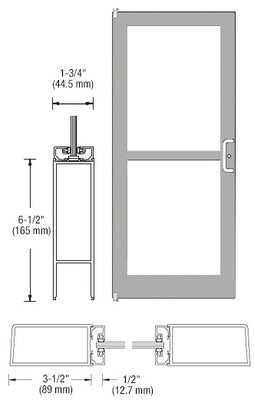 CRL-U.S. Aluminum Clear Anodized 400 Series Medium Stile (LHR) HLSO Single 3'0 x 7'0 Offset Hung with Pivots for Surf Mount Closer Complete Panic Door with Std. Panic and Bottom Rail