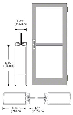 CRL-U.S. Aluminum Clear Anodized 400 Series Medium Stile (RHR) HRSO Single 3'0 x 7'0 Offset Hung with Butt Hinges for Surf Mount Closer Complete Panic Door with Std. Panic and Bottom Rail