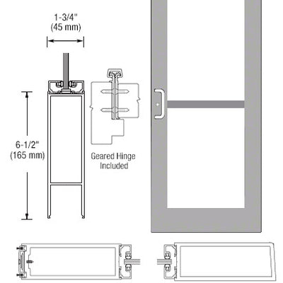 CRL-U.S. Aluminum Clear Anodized 550 Series Wide Stile Active Leaf of Pair 3'0 x 7'0 Offset Hung with Geared Hinged Complete Panic Door with Std. Panic and Bottom Rail
