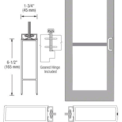 CRL-U.S. Aluminum Clear Anodized 550 Series Wide Stile Inactive Leaf of Pair 3'0 x 7'0 Offset Hung with Geared Hinged Complete Panic Door with Std. Panic and Bottom Rail