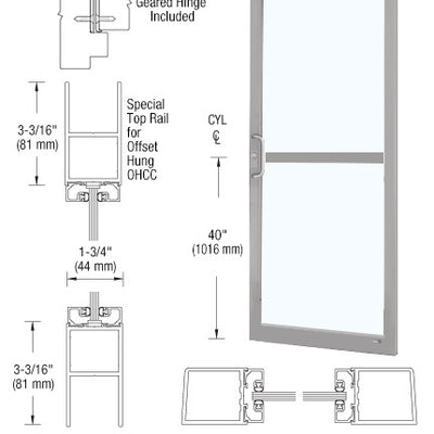 CRL-U.S. Aluminum Clear Anodized Custom Single Series 250 Narrow Stile Geared Hinge Entrance Door With Panic for Overhead Concealed Door Closer