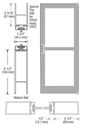 CRL-U.S. Aluminum Clear Anodized Custom Single Series 400 Medium Stile Offset Pivot Entrance Door For Panic and Overhead Concealed Door Closer