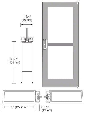 CRL-U.S. Aluminum Clear Anodized Custom Single Series 550 Wide Stile Offset Pivot Entrance Door for Panic and Surface Mount Door Closer