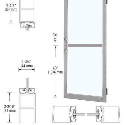 CRL-U.S. Aluminum Clear Anodized Custom Size Single Series 250 Narrow Stile Butt Hinge Entrance Door for Panic and Surface Mount Door Closer
