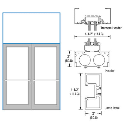 CRL-U.S. Aluminum Custom KYNAR® Paint 76" x 126" Series DF800 Tubular Center Hung Transom Frame Complete (2FT)