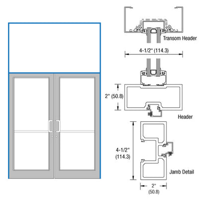 CRL-U.S. Aluminum Custom KYNAR® Paint 76" x 126" Series DF800 Tubular Offset Pivot Transom Frame Complete (2FT)