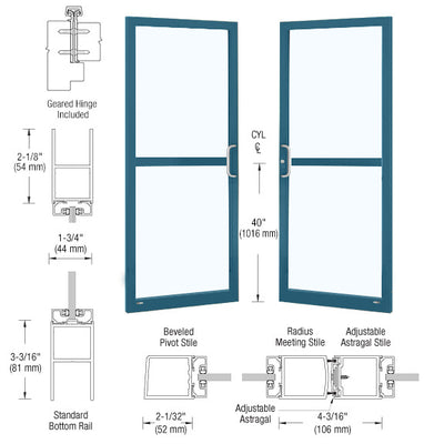 CRL-U.S. Aluminum Custom KYNAR® Paint Custom Pair Series 250 Narrow Stile Geared Hinge Entrance Doors For Panics and Surface Mount Door Closers