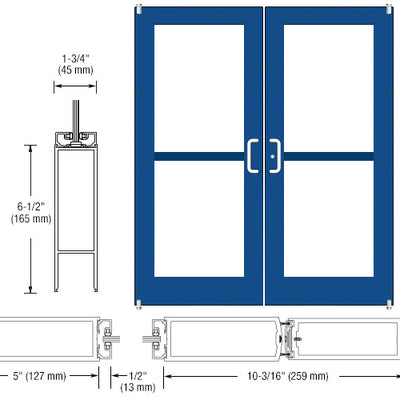 CRL-U.S. Aluminum Custom KYNAR® Paint Custom Pair Series 550 Wide Stile Offset Pivot Entrance Doors For Panics and Surface Mount Door Closers