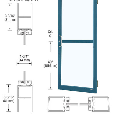 CRL-U.S. Aluminum Custom KYNAR® Paint Custom Single 36" x 84" Series 250 Narrow Stile Butt Hinge Entrance Door For Panic and OHCC