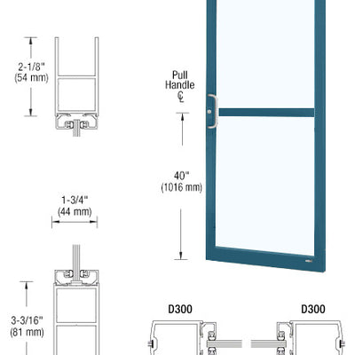 CRL-U.S. Aluminum Custom KYNAR® Paint Custom Single Series 250 Narrow Stile Center Pivot Entrance Door For Panic and Overhead Concealed Door Closer