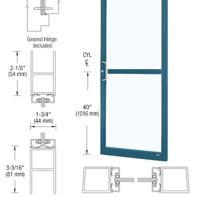 CRL-U.S. Aluminum Custom KYNAR® Paint Custom Single Series 250 Narrow Stile Geared Hinge Entrance Door With Panic for Surface Mount Door Closer