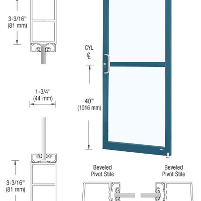 CRL-U.S. Aluminum Custom KYNAR® Paint Custom Single Series 250 Narrow Stile Offset Pivot Entrance Door for Panic and Overhead Concealed Door Closer