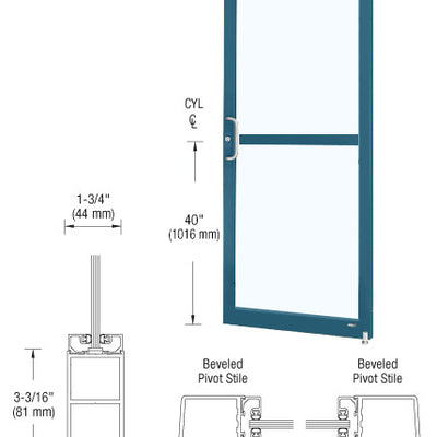 CRL-U.S. Aluminum Custom KYNAR® Paint Custom Single Series 250 Narrow Stile Offset Pivot Entrance Door with Panic for Surface Mount Door Closer