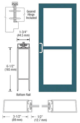 CRL-U.S. Aluminum Custom KYNAR® Paint Custom Single Series 400 Medium Stile Offset Hung Geared Hinge Entrance Door For Panic and Surface Mount Door Closer