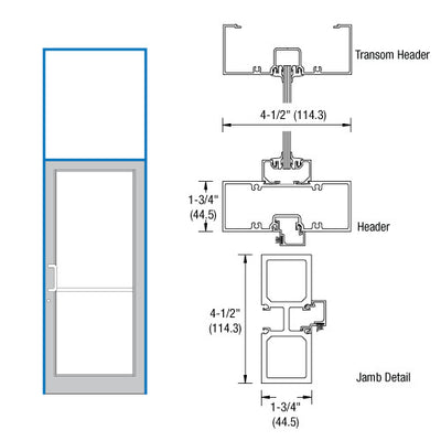 CRL-U.S. Aluminum Custom Paint 39-1/2" x 126" Series DF800 Tubular Butt Hinge Transom Frame Complete (1FT)
