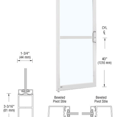 CRL-U.S. Aluminum White KYNAR® Paint 250 Series Narrow Stile (LHR) HLSO Single 3'0 x 7'0 Offset Hung with Pivots for Surf Mount Closer Complete Panic Door with Std. Panic and Bottom Rail