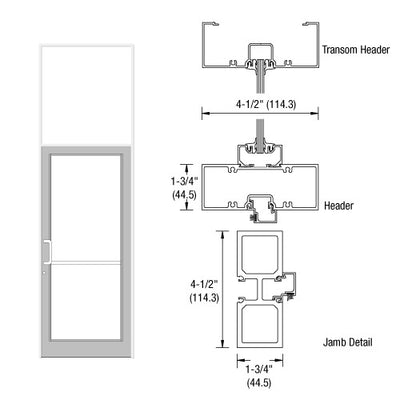 CRL-U.S. Aluminum White KYNAR® Paint 39-1/2" x 126" Series DF800 Tubular Butt Hinge Transom Frame Complete (1FT)
