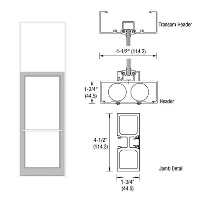CRL-U.S. Aluminum White KYNAR® Paint 39-1/2" x 126" Series DF800 Tubular Center Hung Transom Frame Complete (1FT)