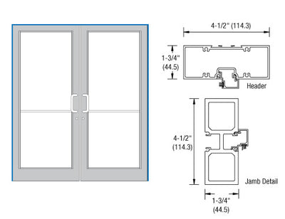CRL-U.S. Aluminum White KYNAR® Paint 75-1/2" x 85-3/4" Series DF800 Tubular Butt Hinge Up and Over Frame Complete (2F)