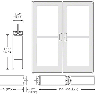 CRL-U.S. Aluminum White KYNAR® Paint Custom Pair Series 550 Wide Stile Offset Pivot Entrance Doors For Panics and Surface Mount Door Closers