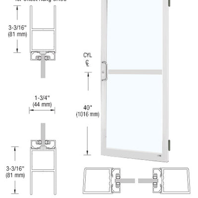 CRL-U.S. Aluminum White KYNAR® Paint Custom Single 36" x 84" Series 250 Narrow Stile Butt Hinge Entrance Door For Panic and OHCC