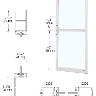 CRL-U.S. Aluminum White KYNAR® Paint Custom Single Series 250 Narrow Stile Center Pivot Entrance Door For Panic and Overhead Concealed Door Closer