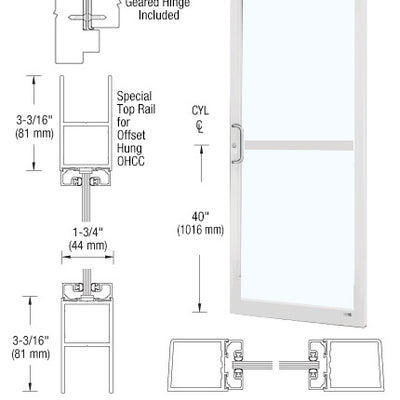CRL-U.S. Aluminum White KYNAR® Paint Custom Single Series 250 Narrow Stile Geared Hinge Entrance Door With Panic for Overhead Concealed Door Closer