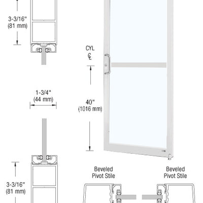 CRL-U.S. Aluminum White KYNAR® Paint Custom Single Series 250 Narrow Stile Offset Pivot Entrance Door for Panic and Overhead Concealed Door Closer