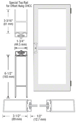 CRL-U.S. Aluminum White KYNAR® Paint Custom Single Series 400 Medium Stile Butt Hinged Entrance Door for Panic and Overhead Concealed Door Closer