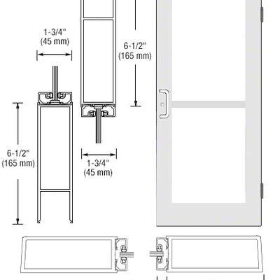 CRL-U.S. Aluminum White KYNAR® Paint Custom Single Series 550 Wide Stile Butt Hinged Entrance Door For Panic and Overhead Concealed Door Closer