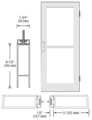 CRL-U.S. Aluminum White KYNAR® Paint Custom Single Series 550 Wide Stile Butt Hinged Entrance Door For Panics and Surface Mount Door Closers