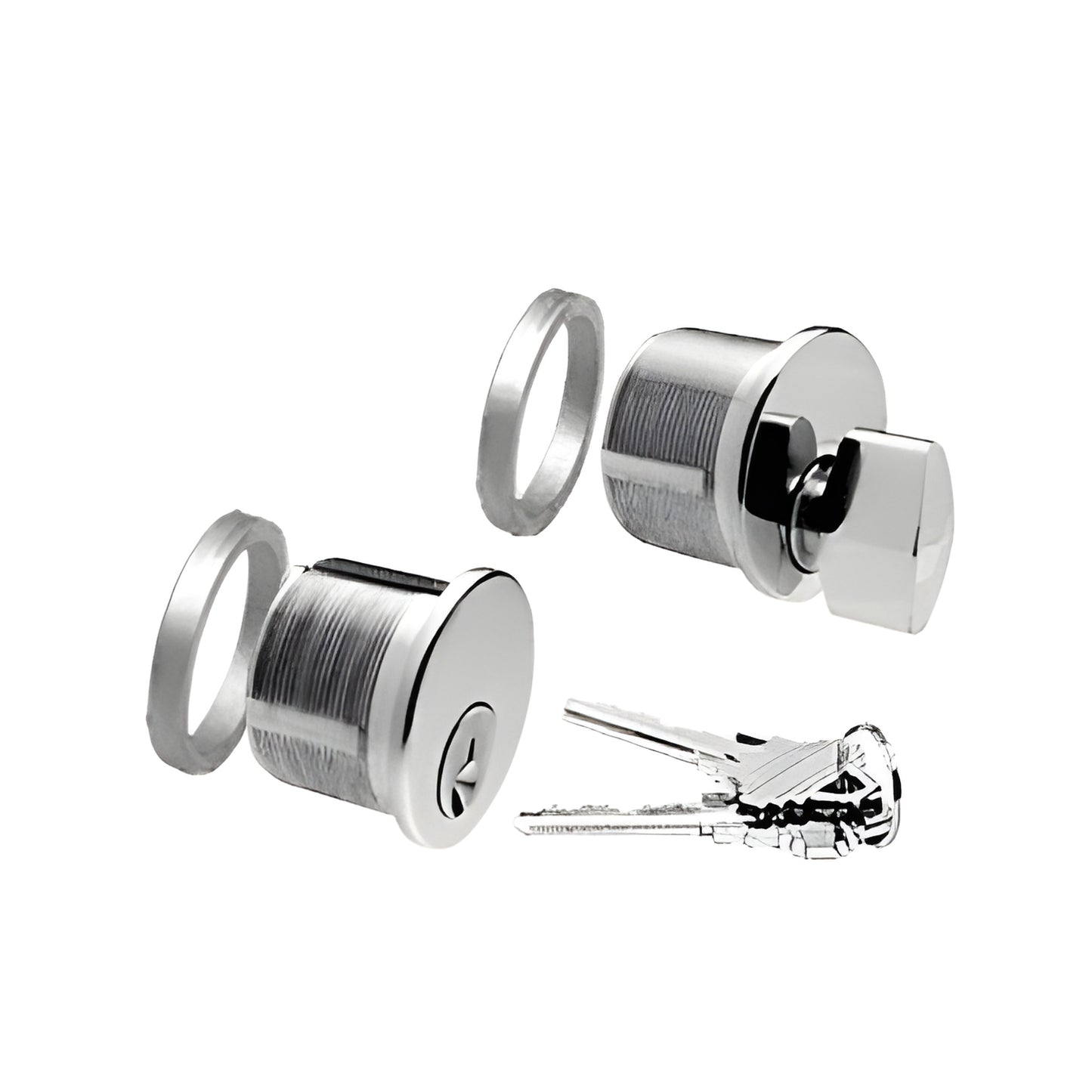 Polished stainless steel mortise cylinder and thumbturn combo with two keys, 1" length - SKU DRA5060PS