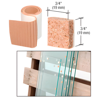 CRL Cork Shipping Pads Roll 3/4" x 3/4" x 1/4" - Non-Adhesive