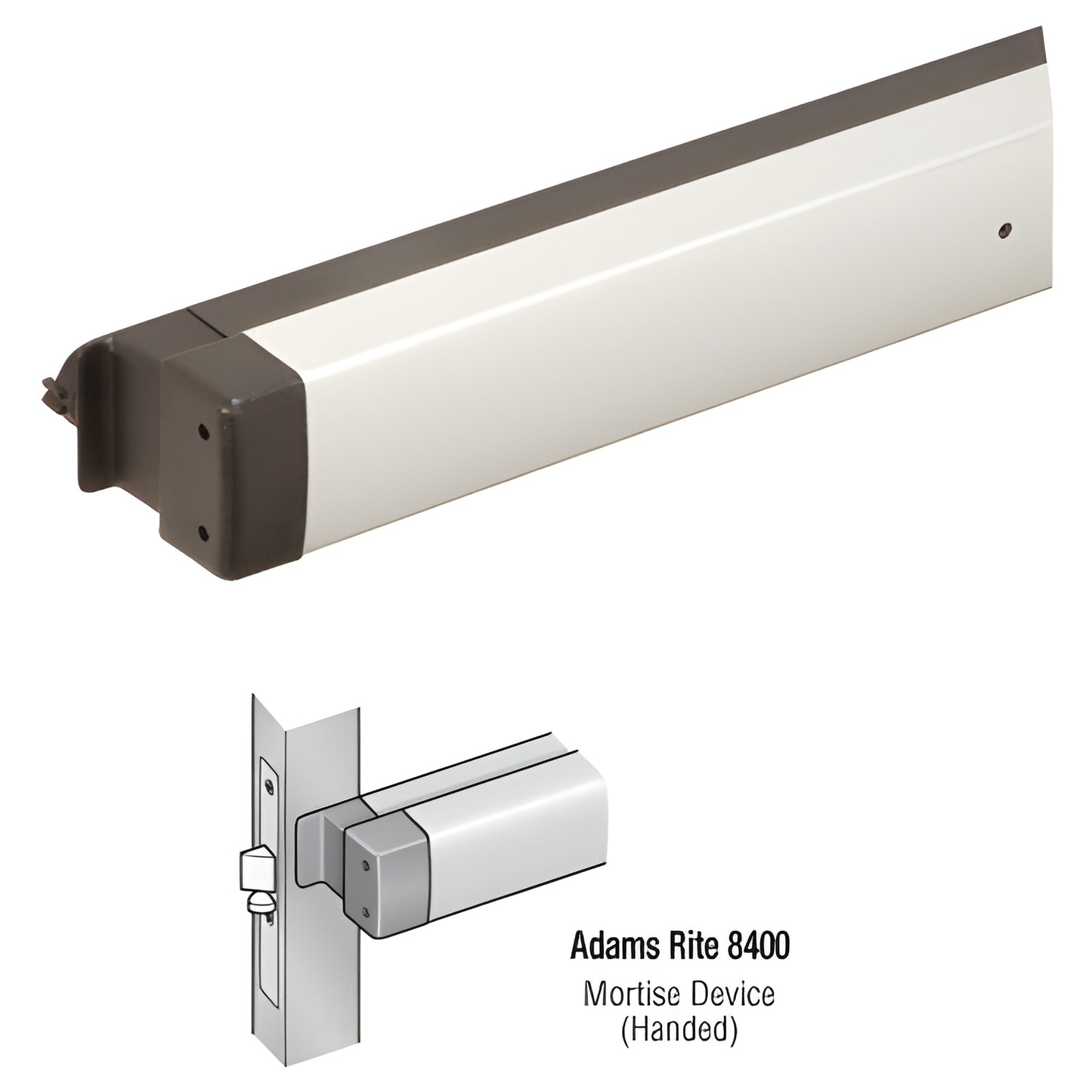 Adams Rite 8400 narrow-stile mortise exit device, clear anodized aluminum push bar (SKU DH84111R036)